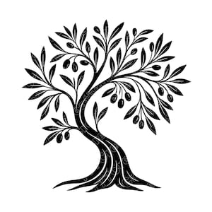 Olive Tree Vector Illustration, Olive Tree SVG, Olive Tree PNG, Olive Art, Tree Clipart, Olive Silhouette, Mediterranean Tree, Olive Branch