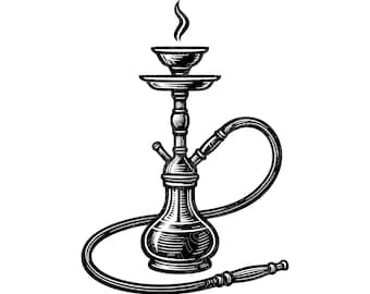 Hookah Vector Illustration, Hookah SVG, Hookah PNG, Hookah JPG, Hookah Art, Hookah Clipart, Hookah Silhouette, Smoking Hookah, Shisha Hookah