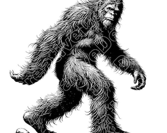 Bigfoot Vector Illustration, Bigfoot SVG, Bigfoot PNG, JPG, Bigfoot, Bigfoot Clipart, Bigfoot Silhouette, Yeti, Sasquatch, Mythical Bigfoot