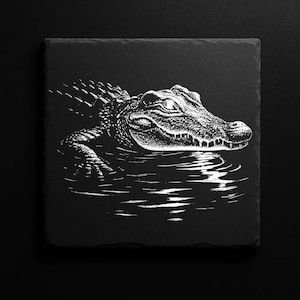 Crocodile Slate Engraving Vector Illustration, Crocodile Svg, Crocodile Png, Crocodile Art & Clipart, Crocodile Silhouette, Wild Crocodile