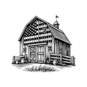 Old Barn Vector Illustration, Barn SVG, Barn PNG, Barn JPG, Barn Art, Barn Clipart, Cut Files, Barn Silhouette, Rustic Barn, Vintage Barn