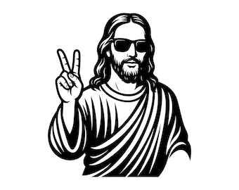 Cool Jesus Vector Illustration, Jesus SVG, Jesus PNG, Jesus JPG, Jesus Art, Jesus Clipart, Jesus Silhouette, Modern Jesus, Stylish Jesus