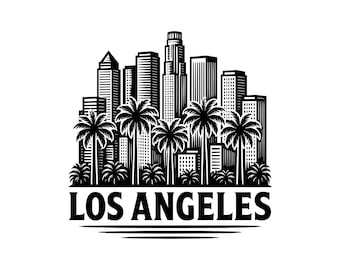 Los Angeles LA Skyline Vector Illustration, SVG, PNG, Jpg, City Skyline Art, La Clipart, Skyline Silhouette, Downtown La, California Skyline