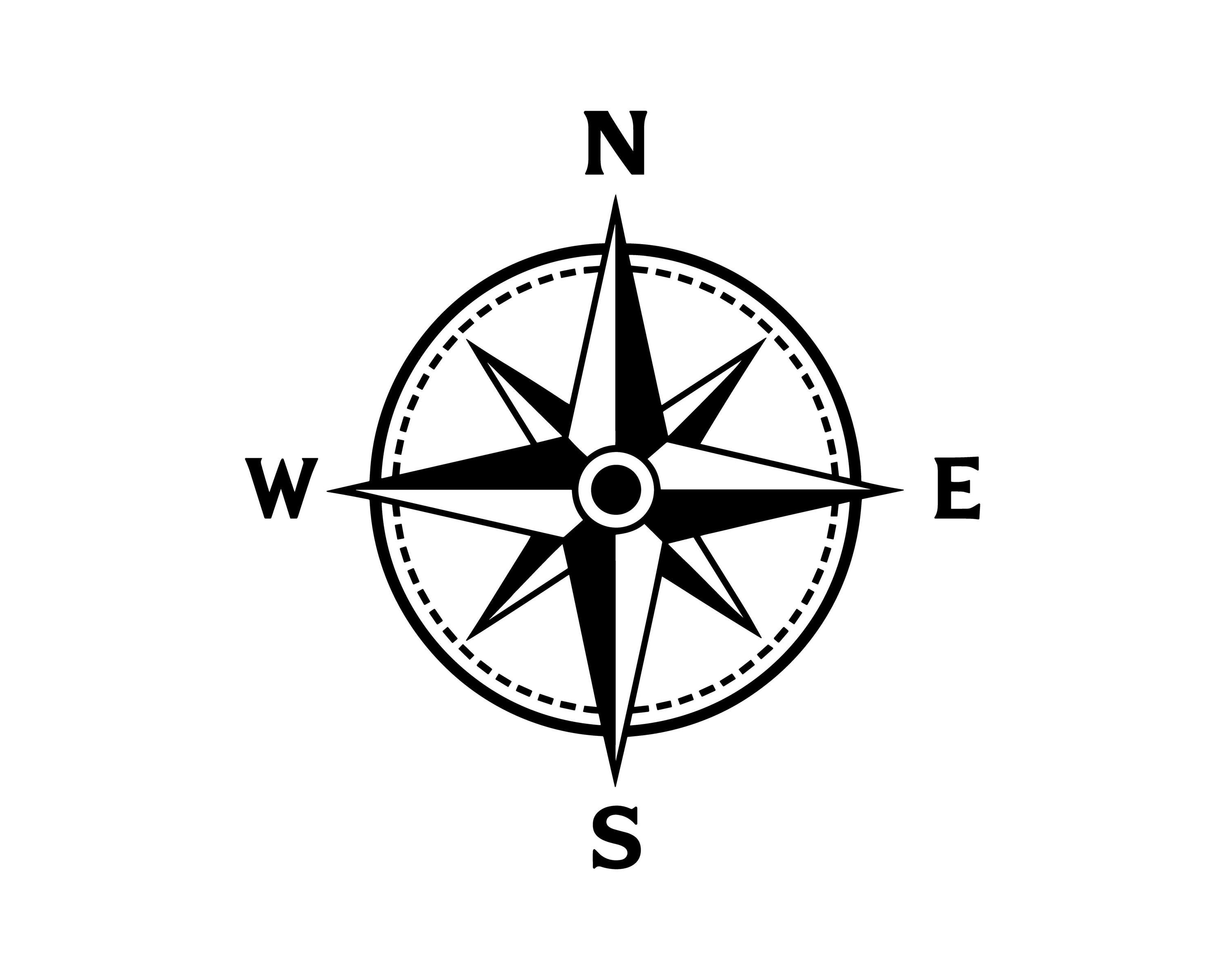 Compass Vector Illustration, Compass SVG, Compass PNG, JPG, Compass Art & Clipart, Compass Silhouette, Navigation Compass, Travel Compass