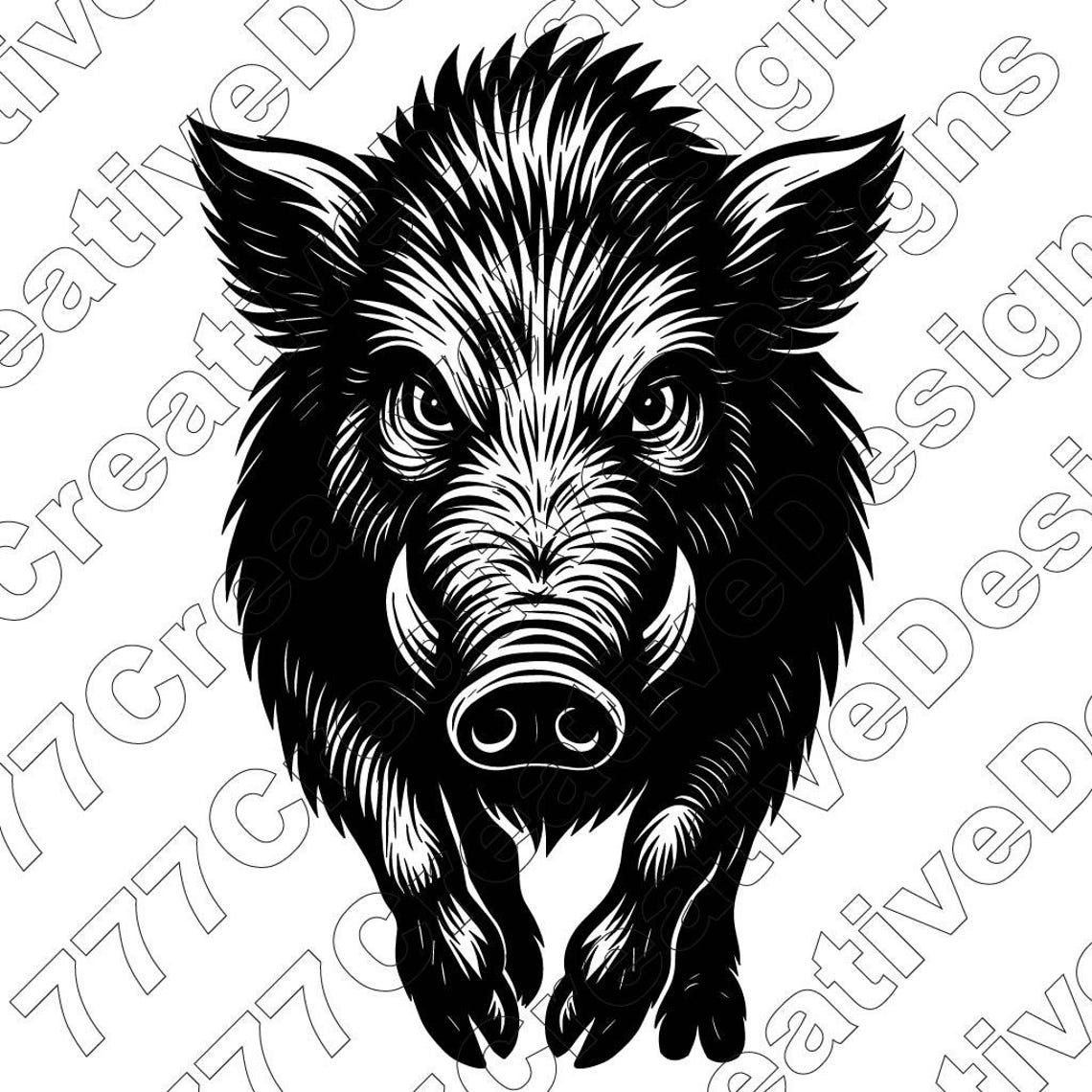 Wild Boar Vector Illustration, Boar Svg, Boar Png, Jpg, Boar Art ...