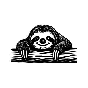 Funny Sloth Vector Illustration, Sloth SVG, Sloth PNG, Sloth JPG, Cute Sloth Art, Sloth Clipart, Sloth Silhouette, Cute Sloth, Lazy Sloth