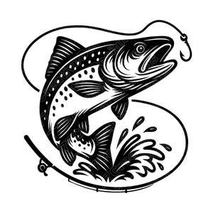 Forelle springen Vektor-Illustration, Forelle SVG, Forelle PNG, Forelle JPG, Forelle Kunst, Forelle Clipart, Forelle Silhouette, springende Forelle, Angeln Forelle