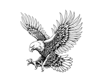 Eagle Attack Vector Illustration, Eagle SVG, Eagle PNG, Eagle JPG, Eagle Art, Eagle Clipart, Eagle Silhouette, Flying Eagle, Hunting Eagle