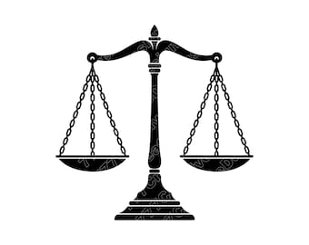 Vintage Scale of Justice Vector Illustration, Scale SVG, PNG, JPG, Justice Art, Scale Clipart, Balance Silhouette, Law Scale, Court Justice