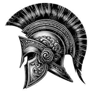 Spartan Helmet Vector Illustration, Helmet Svg, Helmet Png, Helmet Art, Spartan Clipart, Helmet Silhouette, Warrior Helmet, Ancient Helmet