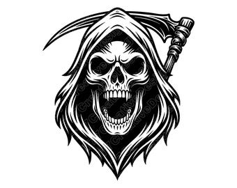 Creepy Grim Reaper Vector Illustration, Grim Reaper SVG, Grim Reaper PNG, Grim Reaper Art & Clipart, Grim Reaper Silhouette, Death Figure