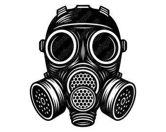 Gas Mask Vector Illustration, Gas Mask SVG, Gas Mask PNG, Mask JPG, Mask Art, Mask Clipart, Mask Silhouette, Military Gas Mask, Toxic Mask