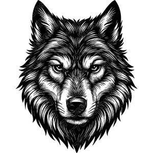 Wolf Head Vector Illustration, Wolf SVG, Wolf PNG, Wolf JPG, Wolf Art, Wolf Clipart, Wolf Silhouette, Howling Wolf Head, Fierce Wolf Head