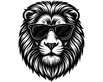 Lion With Sunglasses Vector Illustration, Lion SVG, Lion PNG, Lion JPG, Lion Art, Lion Clipart, Lion Silhouette, Cool Lion, Stylish Lion