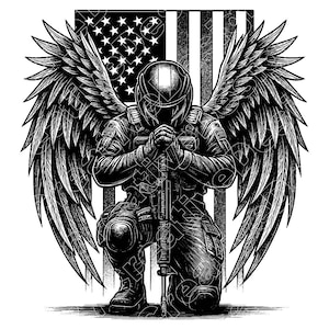 American Patriotic Repentance Soldier Vector Illustration, Soldier Svg, Png, Jpg, Soldier Art & Clipart, Soldier Silhouette, Army Soldier