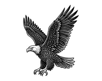 Eagle Attack Vector Illustration, Eagle SVG, Eagle PNG, Eagle JPG, Eagle Art, Eagle Clipart, Eagle Silhouette, Flying Eagle, Hunting Eagle