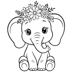 Elephant Cute Vector Illustration, Elephant SVG, Elephant PNG, JPG, Cute Elephant Art, Elephant Clipart, Elephant Silhouette, Wild Elephant