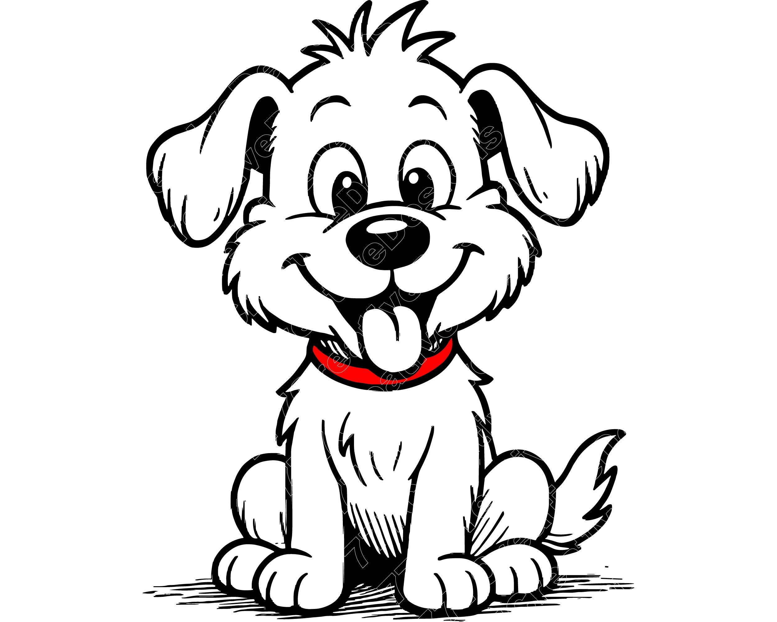 Cartoonish Puppy Vector Illustration, Puppy SVG, Puppy PNG, Puppy Art, Puppy Clipart, Cut Files, Puppy Silhouette, Cute Puppy, Funny Puppy