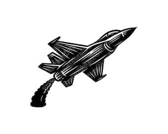 Fighter Jet Vector Illustration, Fighter Jet SVG, Fighter Jet PNG, JPG, Jet Art, Jet Clipart, Jet Silhouette, Military Jet, Air Force Jet