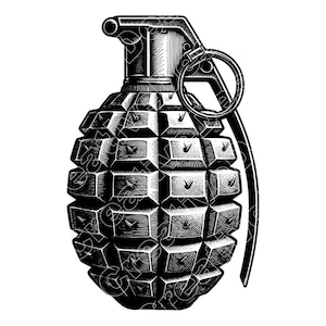 Grenade Vector Illustration, Grenade Svg, Grenade Png, Grenade Art, Grenade Clipart, Grenade Silhouette, Military Grenade, Combat Grenade