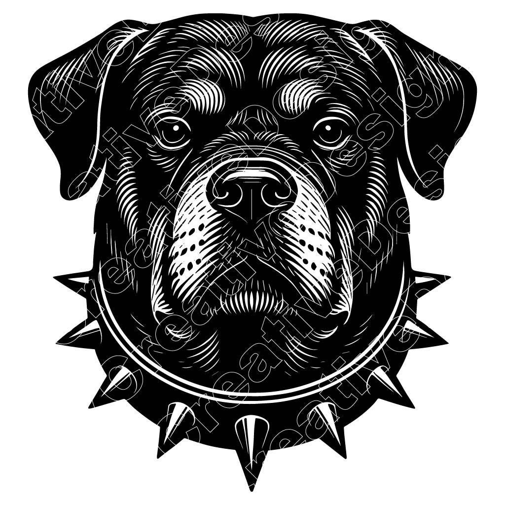 Rottweiler With Spiked Collar Vector Illustration, Rottweiler Svg
