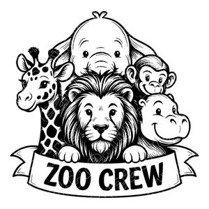 Zoo Animals Crew Vector Illustration, Zoo Animals SVG, Zoo Animals PNG, JPG, Animal Clipart, Animal Silhouette, Zoo Animals, Wild Animals