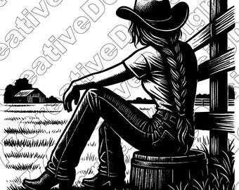 Cowgirl Vector Illustration, Cowgirl Svg, Cowgirl Png, Jpg, Cowgirl Art, Clipart Files, Cowgirl Silhouette, Western Cowgirl, Rodeo Cowgirl