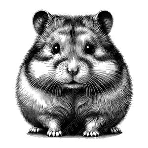 Hamster Vector Illustration, Hamster SVG, Hamster PNG, Hamster Art, Hamster Clipart, Cut File, Hamster Silhouette, Cute Hamster, Pet Hamster