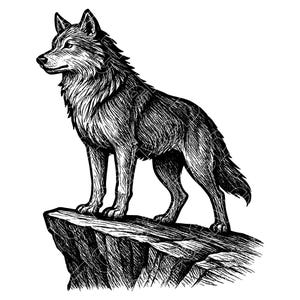 Mountain Wolf Vector Illustration, Wolf Svg, Wolf Png, Wolf Jpg, Wolf Art, Wolf Clipart, Cut Files, Wolf Silhouette, Alpine Wolf, Wild Wolf