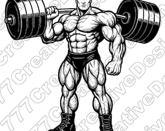 Powerlifter Vector Illustration, Powerlifter Svg, Png, Jpg, Weightlifting, Powerlifter Art, Clipart, Powerlifter Silhouette, Gym Powerlifter