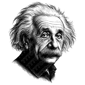 Albert Einstein Vector Illustration, Albert Einstein SVG, Einstein PNG, JPG, Einstein Art & Clipart, Einstein Silhouette, Scientist Portrait
