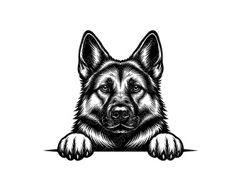 覗き見するジャーマンシェパードの頭のデザイン | svg png dxf eps pdf