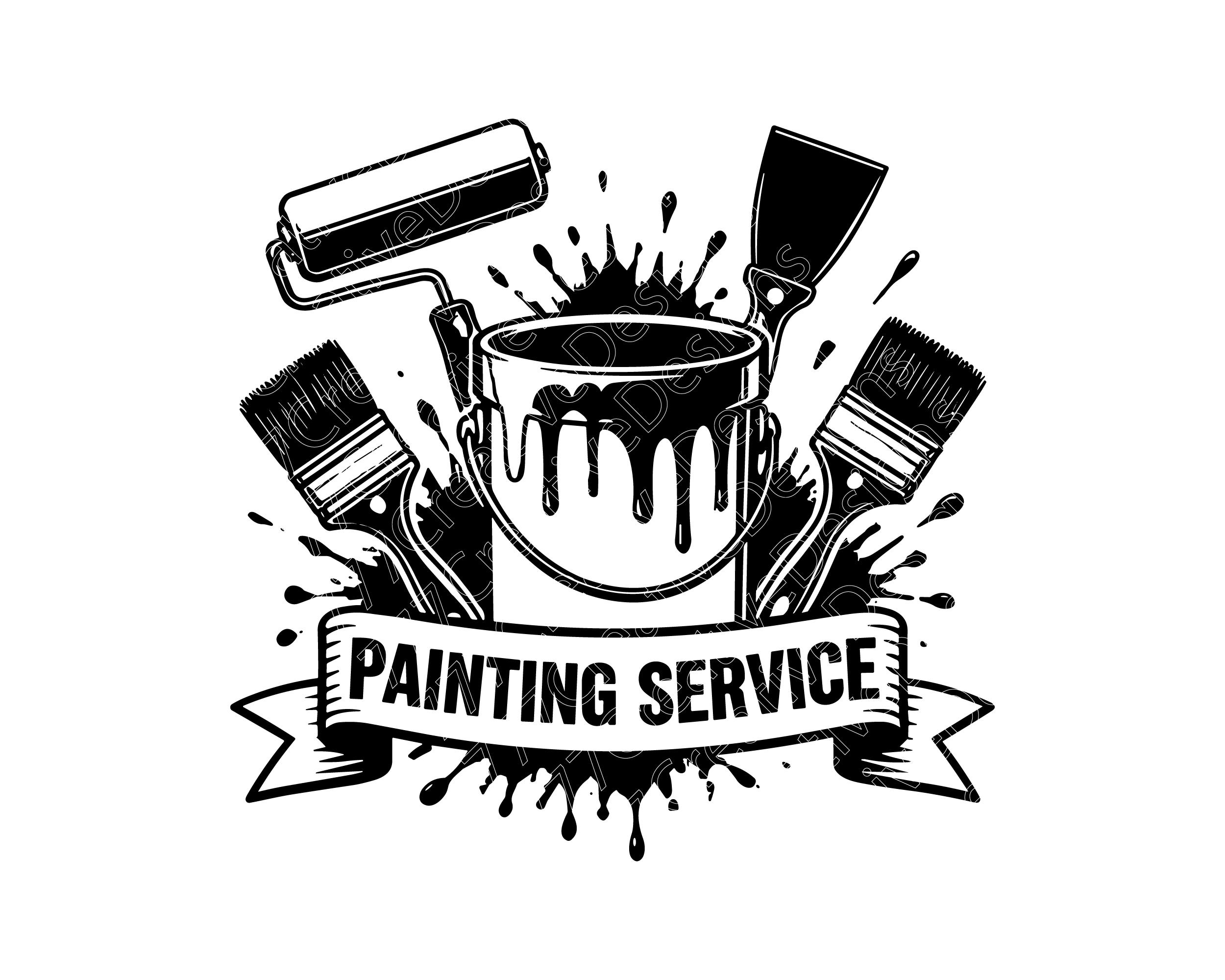 Painting Service Vector Illustration, SVG, PNG, JPG, Painter Art, Painter Clipart, Painter Silhouette, House Painter, Contractor Painter