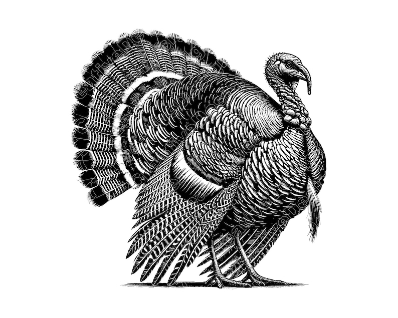 Wild Turkey Vector Illustration, Turkey SVG, Turkey PNG, Turkey Art, Turkey Clipart, Cut File, Turkey Silhouette, Woodland Turkey, Game Bird
