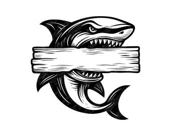 Shark Logo Vector Illustration, Shark SVG, Shark PNG, Shark JPG, Shark Art, Shark Clipart, Shark Silhouette, Ocean Shark, Aggressive Shark