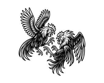 Ilustração vetorial de luta de galo, SVG de galo, PNG de galo, JPG, clipart de galo, silhueta de galo, galo de briga, galo de briga
