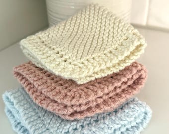 Handmade Washcloth, Cotton Dishcloth, Knitted washcloth