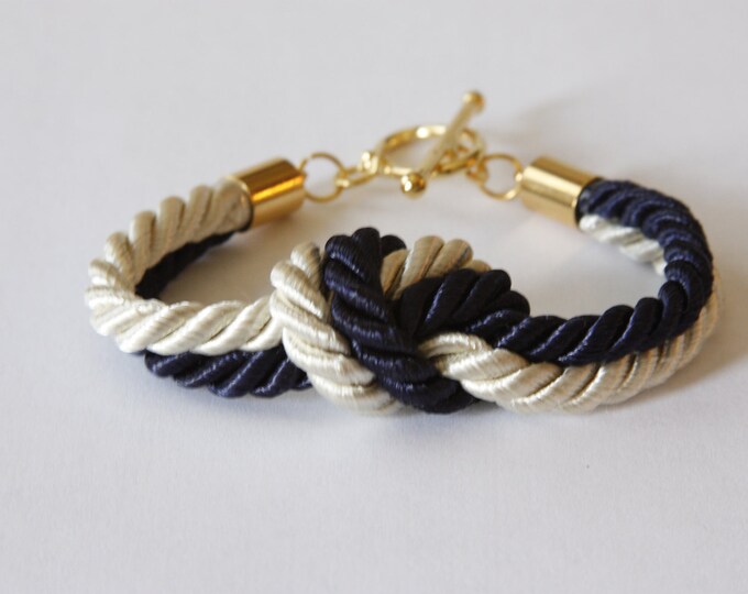 Multi Color Nautical Knot Rope Bracelet With Gold Toggle Clasp Etsy