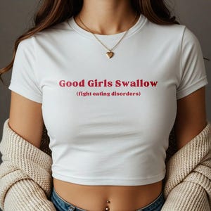 グッドガールズ・スワロー・ファイト・摂食障害ベビーTシャツ トレンディシャツ クールな女の子向けおもしろTシャツ 力強い名言ベビーTシャツ 彼女へのギフト