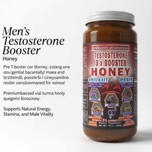 Pu&ograve; includere: Un barattolo di miele etichettato "Testosterone 3x Booster Honey" con "Resina di Shilajit" e altri ingredienti a base di erbe. L'etichetta indica anche "Supporta l'energia naturale, la resistenza e la vitalit&agrave; maschile". Il barattolo &egrave; di 510 grammi.