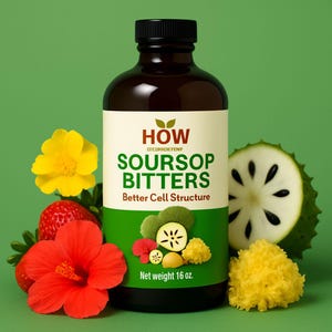 Soursop Bitters 16oz | Irish Sea Moss & Hibiscus | Plant-Based Botanical Blend | Vegan Cocktail Mixer | 32 Servings