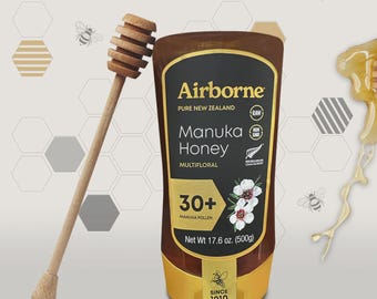 Airborne Manuka Honey 30+ Raw Multifloral New Zealand (17.6 Oz