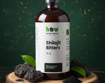 Tónico orgánico Male-X Shilajit Bitters: Energía natural, mezcla ayurvédica (16 oz)