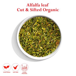 Organic Alfalfa Leaf Cut & Sifted 4 Oz, Herbal Tea Ingredient, Non-GMO, Vegan, Pure And Natural