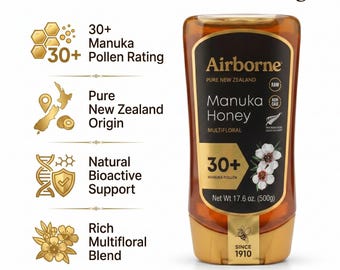 Airborne Manuka Honey 30+ Raw Multifloral New Zealand (17.6 Oz