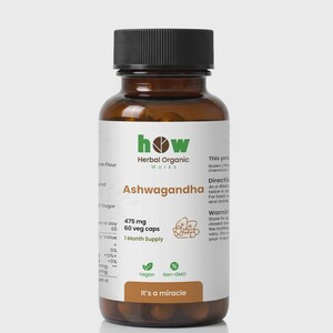 Organische ashwagandha-capsules 475 mg – veganistisch niet-ggo-kruidensupplement (60 capsules) afbeelding 9