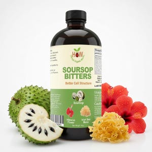 Organic Soursop Bitters 16oz | Hibiscus, Irish Sea Moss Wellness & Digestive Tonic | Fast Shipping USA