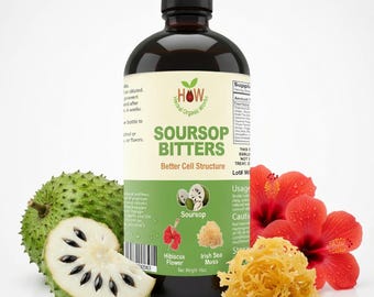 Organic Soursop Bitters 16oz | Hibiscus, Irish Sea Moss Wellness & Digestive Tonic | Fast Shipping USA