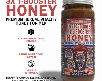 Natural Men's Testosterone Booster Honey with Shilajit Resin, Maca, Ashwagandha & Tongkat Ali – Vitality Supplement