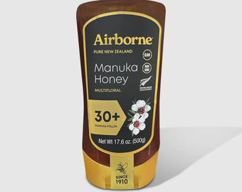 Miele di Manuka Airborne 30+ grezzo multiflorale Nuova Zelanda (17,6 oz) Polline di Manuka attivo